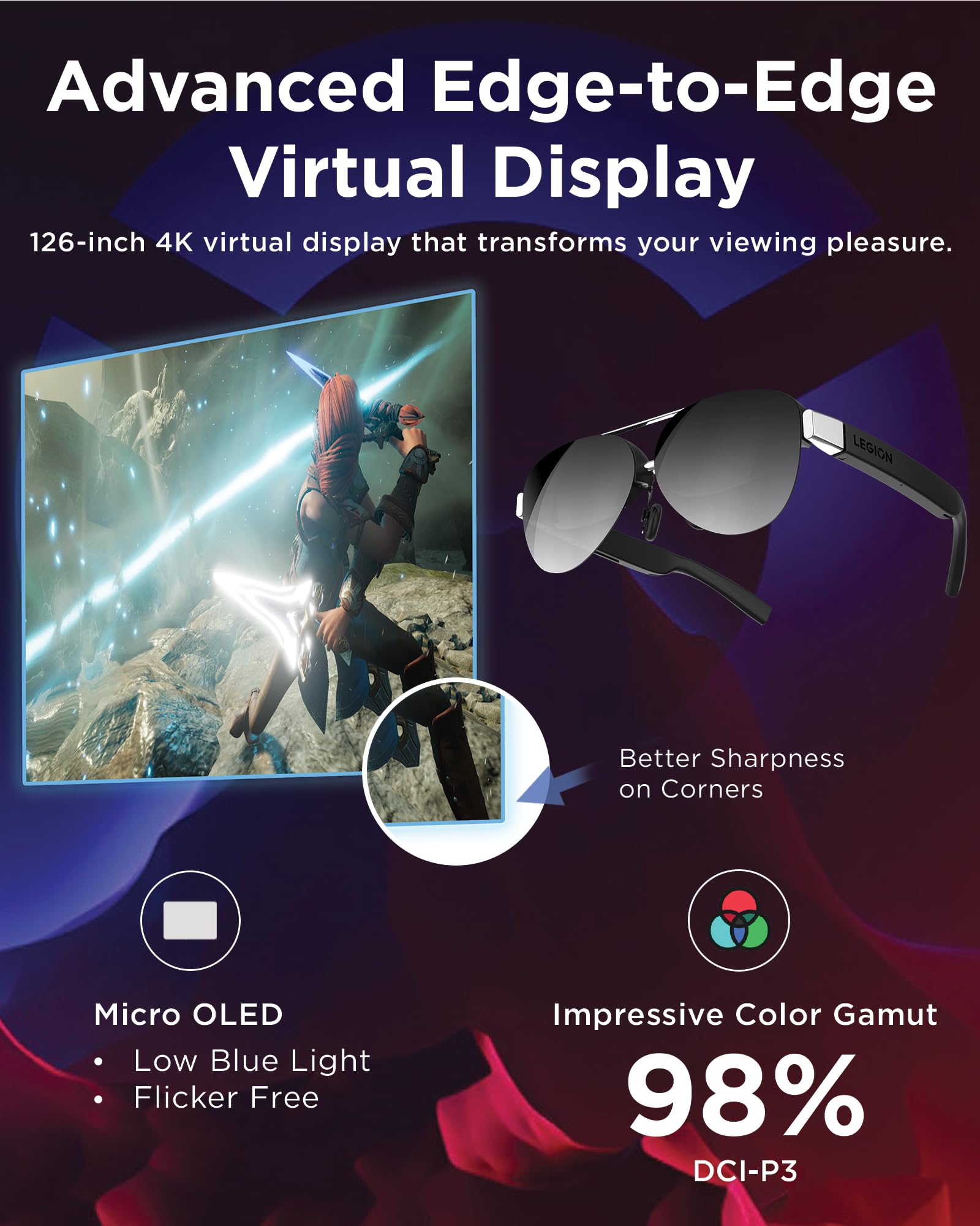 Lenovo Legion Glasses Gen 2 - Micro-OLED Personal Wearable Monitor for Gaming & Movies, FHD 120Hz Plug-and-Play Display for Lenovo Legion Go & USB-C Devices, High-Fidelity Audio & Privacy - Image 4