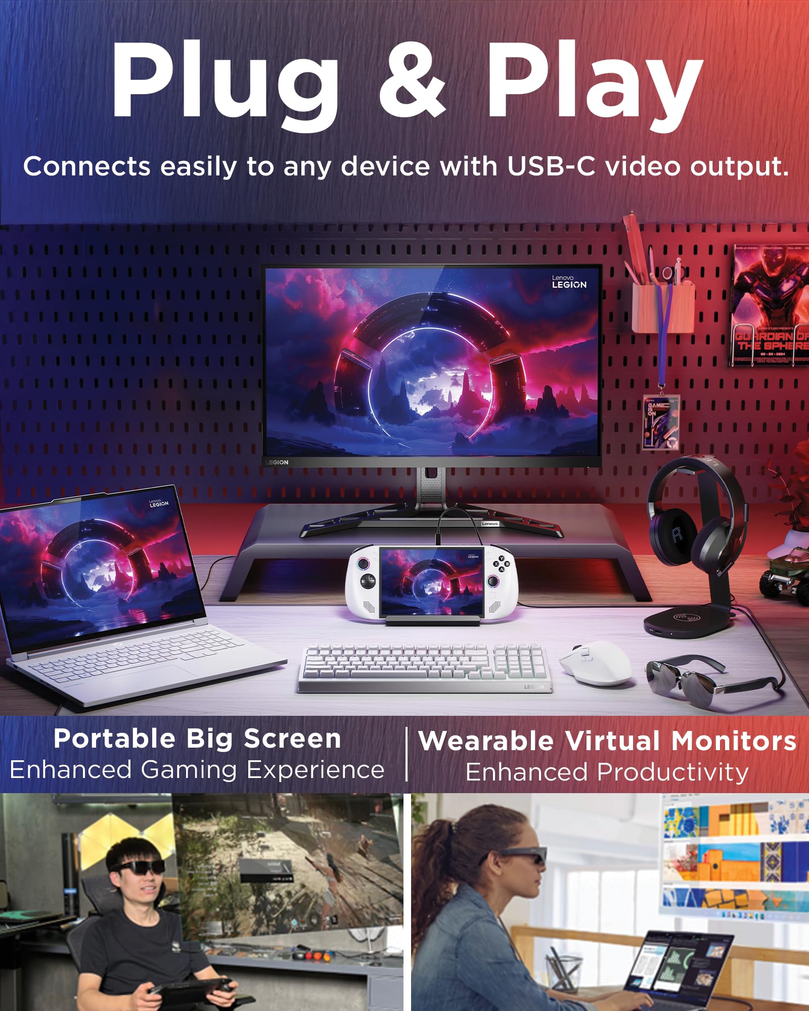 Lenovo Legion Glasses Gen 2 - Micro-OLED Personal Wearable Monitor for Gaming & Movies, FHD 120Hz Plug-and-Play Display for Lenovo Legion Go & USB-C Devices, High-Fidelity Audio & Privacy - Image 6