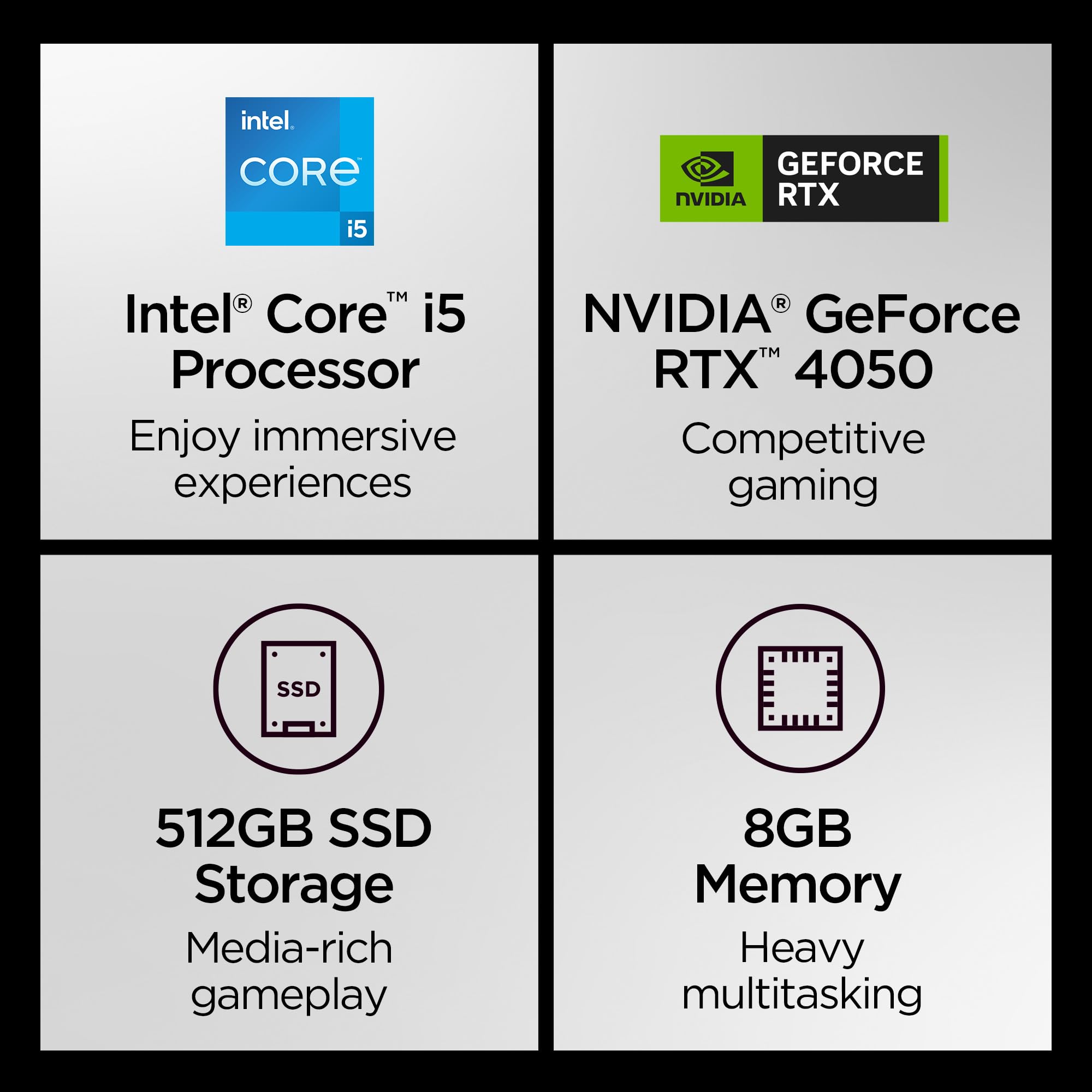 Lenovo LOQ Essential – AI-Powered Student Gaming Laptop - Intel® Core™i5-12450HX - 15.6" FHD IPS Display – 144Hz Refresh Rate – NVIDIA® GeForce RTX™ 4050 – 8GB Memory – 512GB SSD Storage – Luna Grey - Image 3