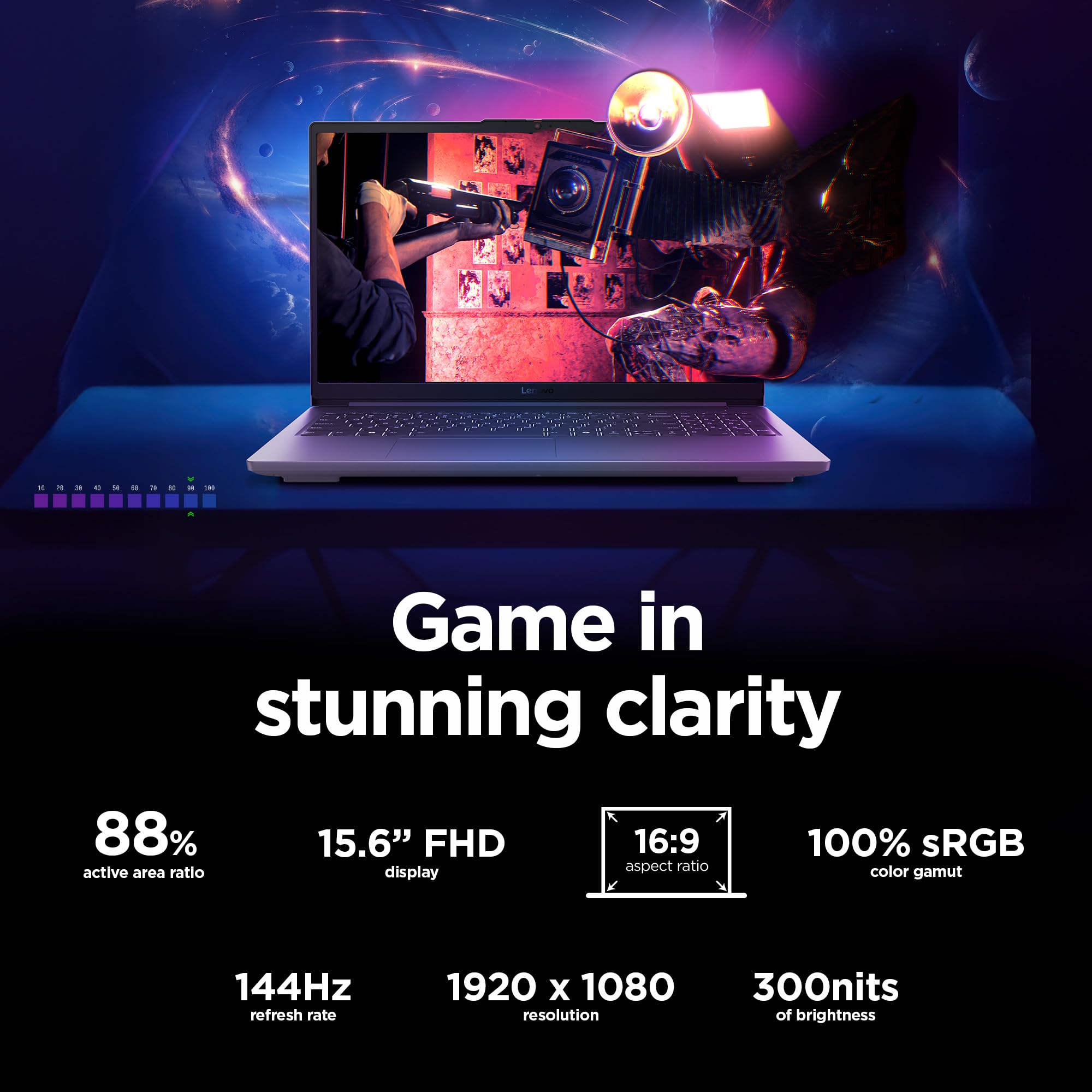 Lenovo LOQ Essential – AI-Powered Student Gaming Laptop - Intel® Core™i5-12450HX - 15.6" FHD IPS Display – 144Hz Refresh Rate – NVIDIA® GeForce RTX™ 4050 – 8GB Memory – 512GB SSD Storage – Luna Grey - Image 8