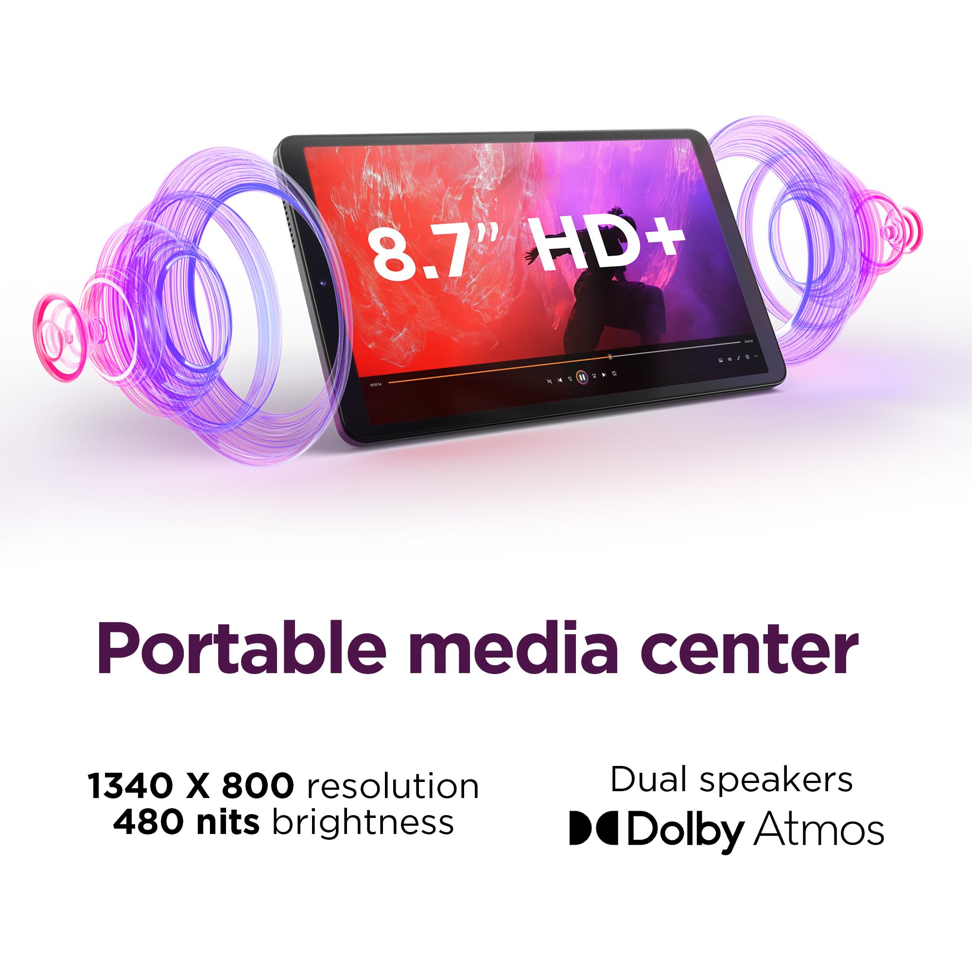 Lenovo Tab One - Lightweight Tablet - up to 12.5 Hours of YouTube Streaming - 8.7" HD Display - 4 GB Memory - 64 GB Storage - MediaTek Helio G85 - Includes Folio Case - Image 5